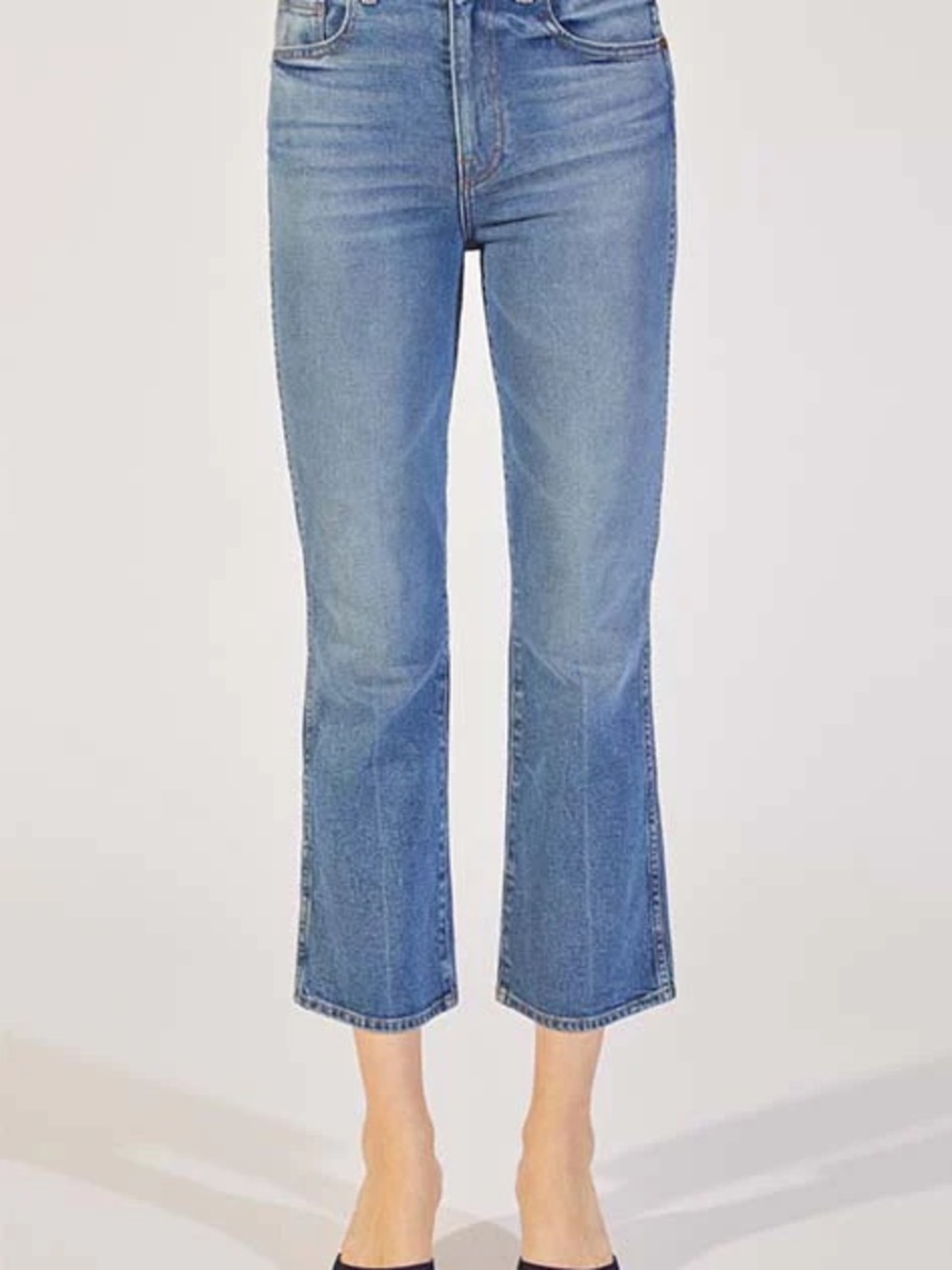 KHAITE Benny faded high-rise kick-flare jeans – Vintage Blue - Picture 7 of 8